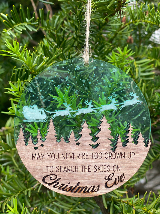 May you never be too young to search the skies on Christmas Eve Ornament