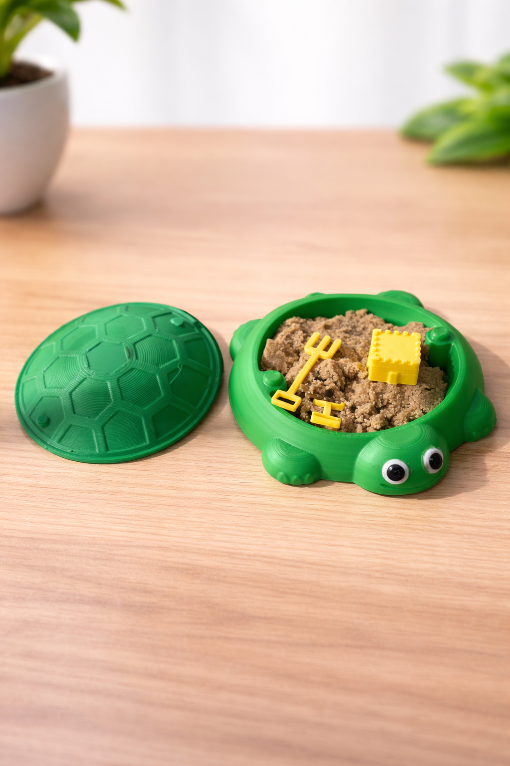 Mini Turtle Sandbox with Kinetic Sand – Sensory Desk Toy – Cute Turtle Fidget – Travel Sand Kit – Gift for Kids & Adults