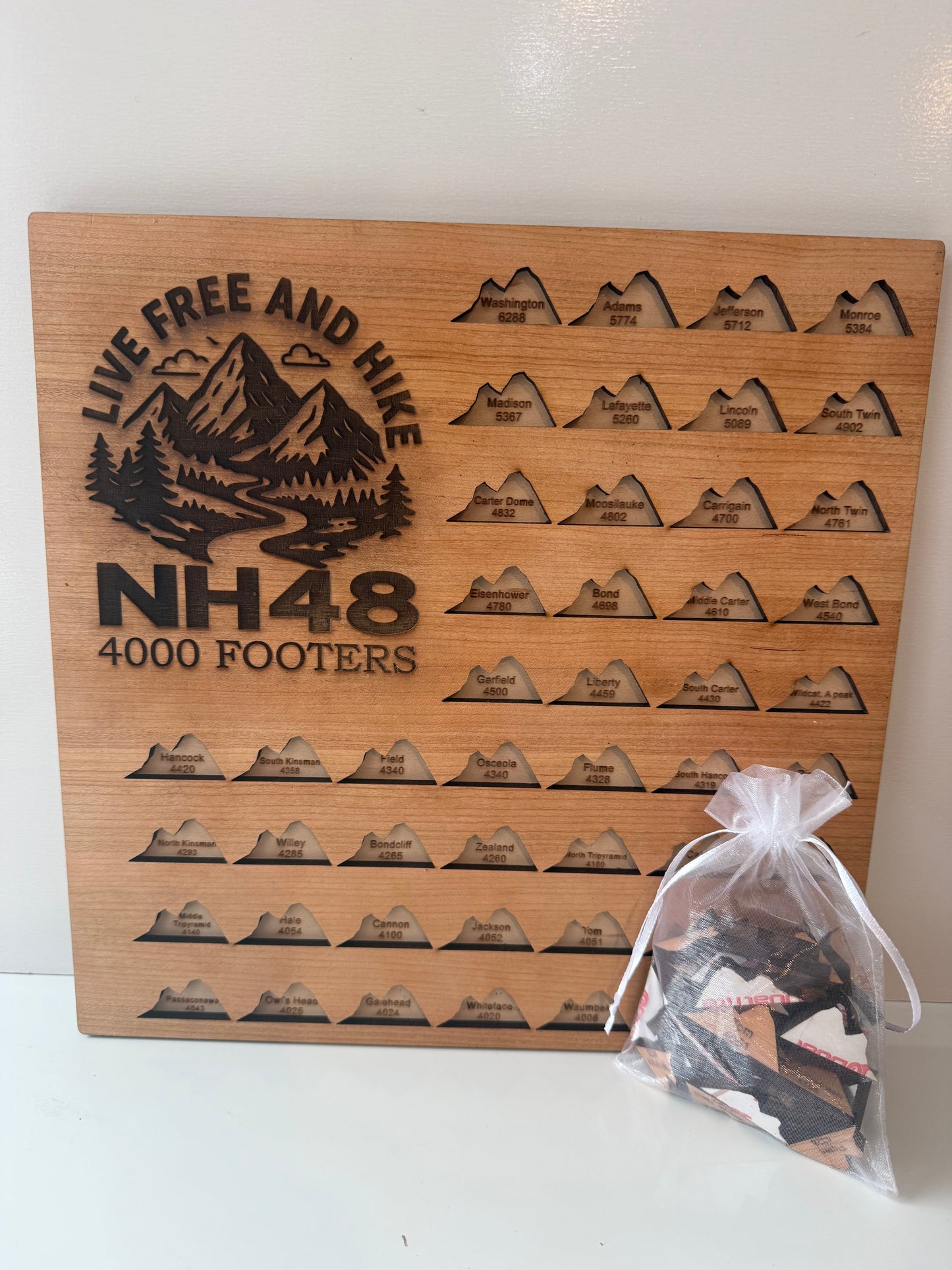 NH 48 4000 Footer Tracker | New Hampshire 4000 Footers Hiking Checklist | White Mountains Peak Tracker | NH48 Finisher Gift | Hiker Wall Art