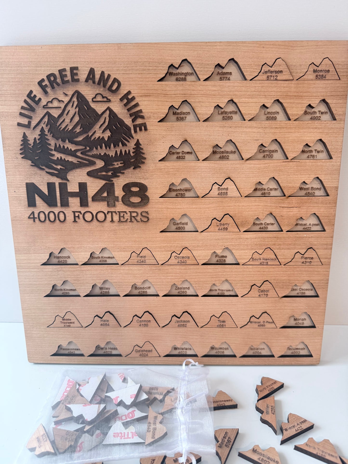 NH 48 4000 Footer Tracker | New Hampshire 4000 Footers Hiking Checklist | White Mountains Peak Tracker | NH48 Finisher Gift | Hiker Wall Art