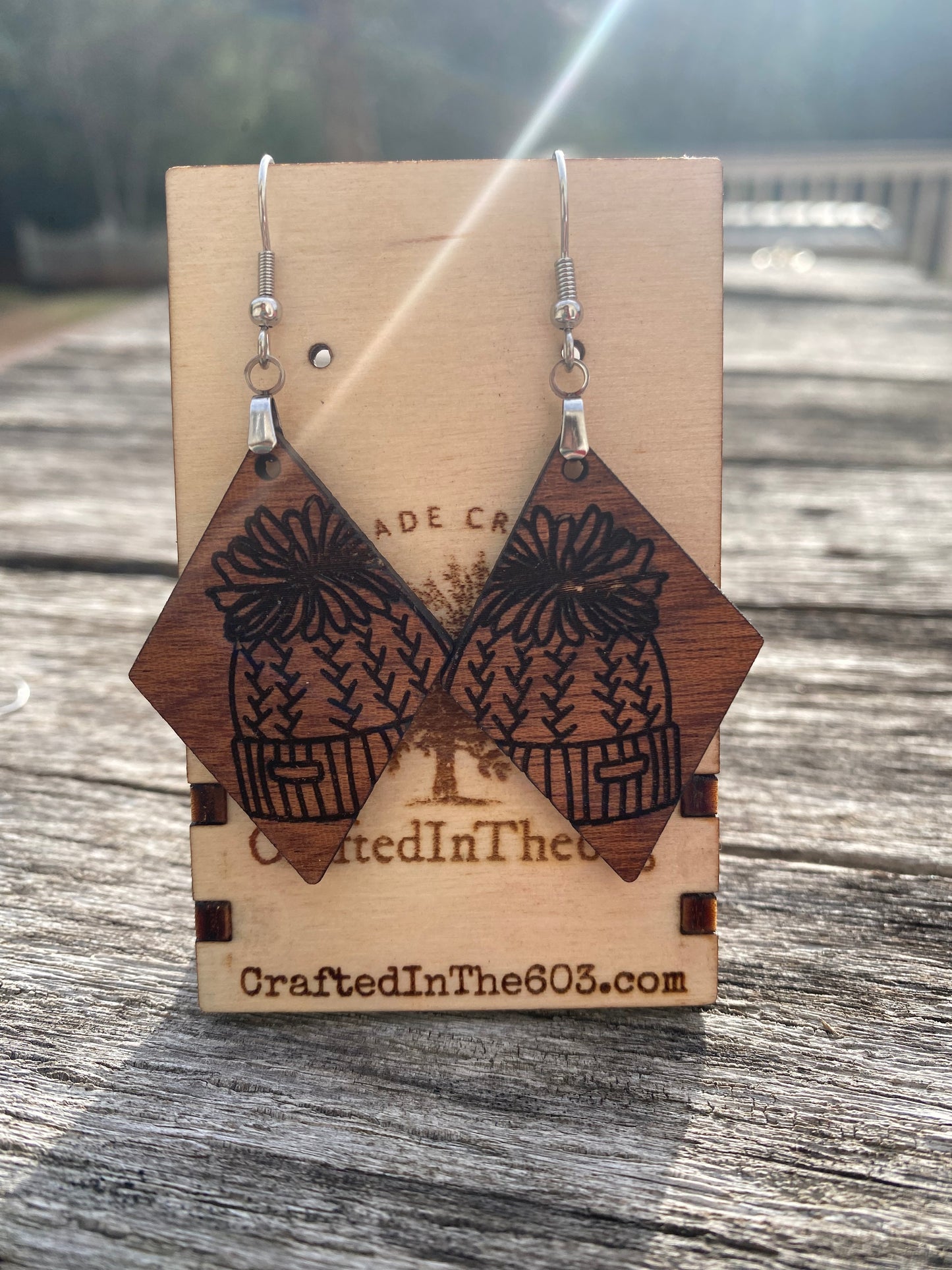 Winter Hat Laser Engraved Earrings